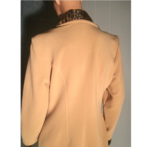 VTG ALGO Poly Knit Double Breasted Leopard Faux Fur Trimmed Collared Peacoat~10 - Picture 10 of 11